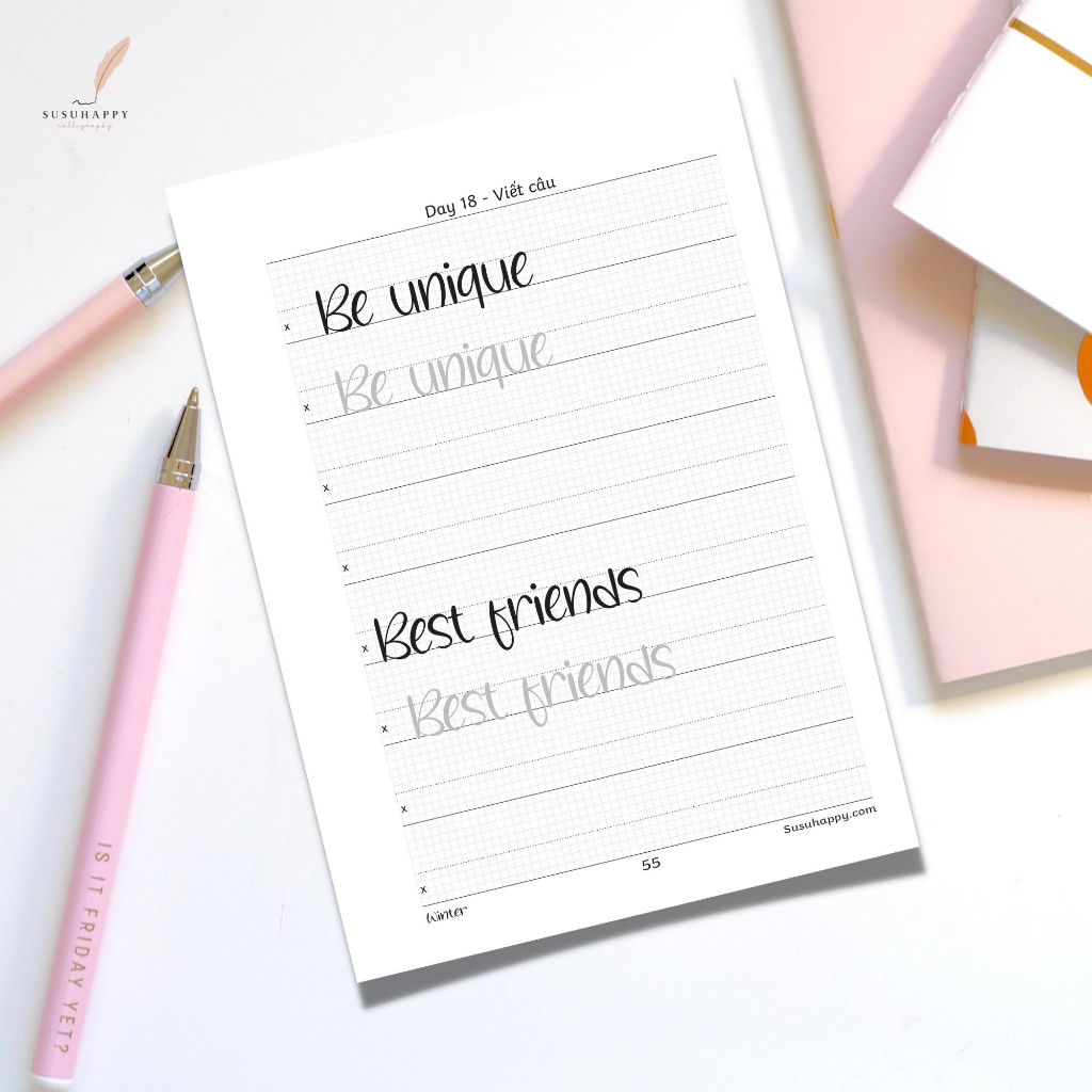 Workbook Luyện Viết Winter Calligraphy Dùng Brush Pen Ngòi Nhỏ Cho Người Mới Bắt Đầu