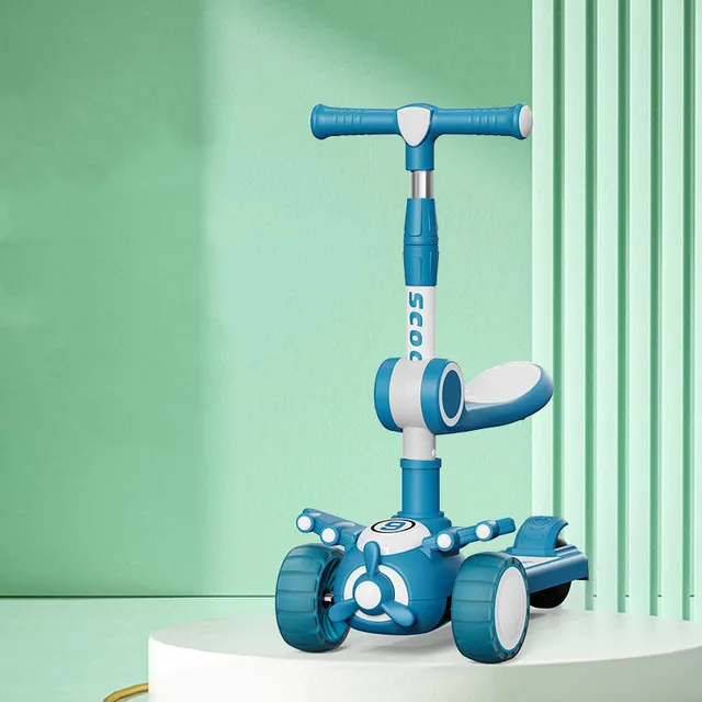 Xe trượt ngồi máy bay Scooter đa năng 616 có đèn, nhạc