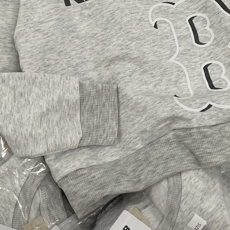 Bộ nỉ da cá NY Mlb cho bé trai màu ghi sáng size từ 12-35 cân