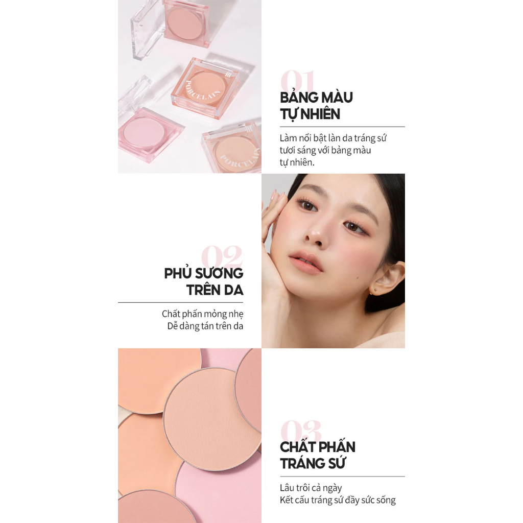 Phấn Má Hồng Dạng Nén Chuẩn Màu, Lâu Trôi Merzy Porcelain Cheek Blusher 4.2g