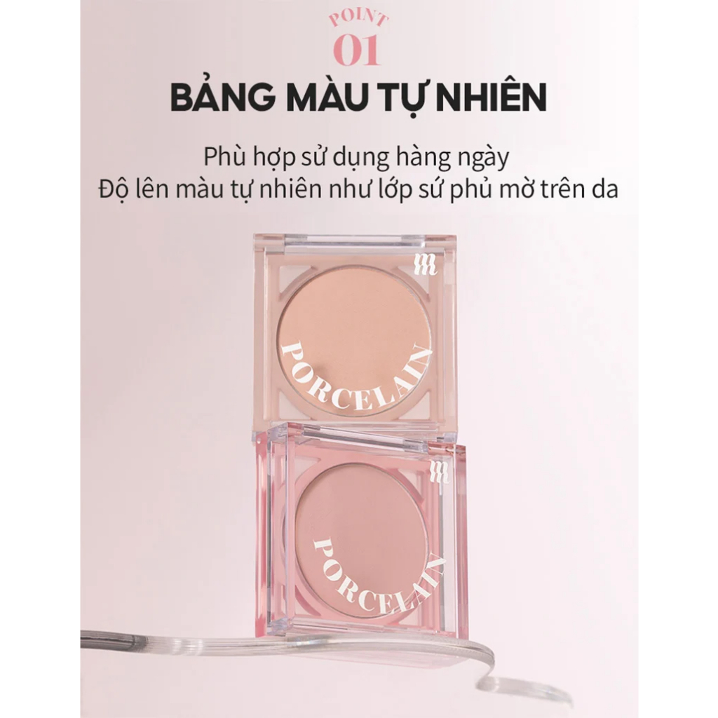 Phấn Má Hồng Dạng Nén Chuẩn Màu, Lâu Trôi Merzy Porcelain Cheek Blusher 4.2g