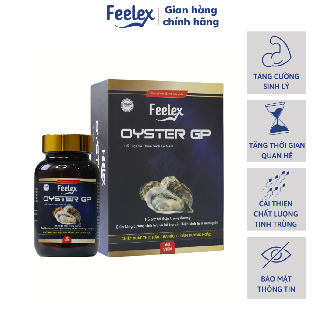 Tinh chất hàu biển Feelex Oyster GP tăng cường sinh lý nam giới hộp 60v