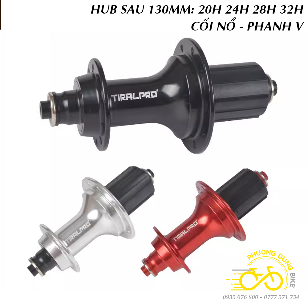 Moay ơ (Đùm) Hub Sau xe đạp TIRALPRO 20 24 28 32 Lỗ - Phanh V (CỐI NỔ TO)