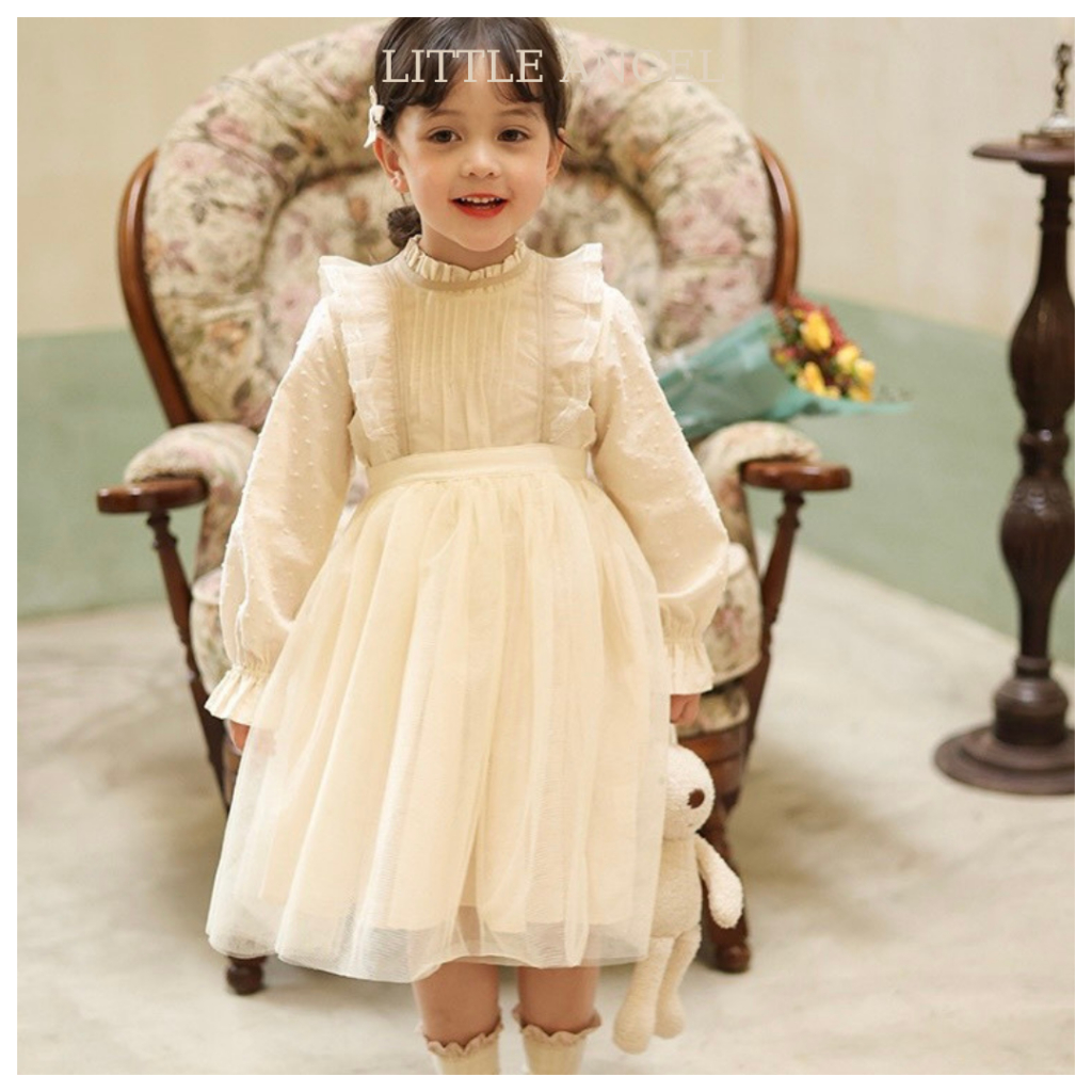 Set váy yếm bé gái mùa Thu, thiết kế kiểu dáng công chúa ngọt ngào dễ thương size 10-40kg