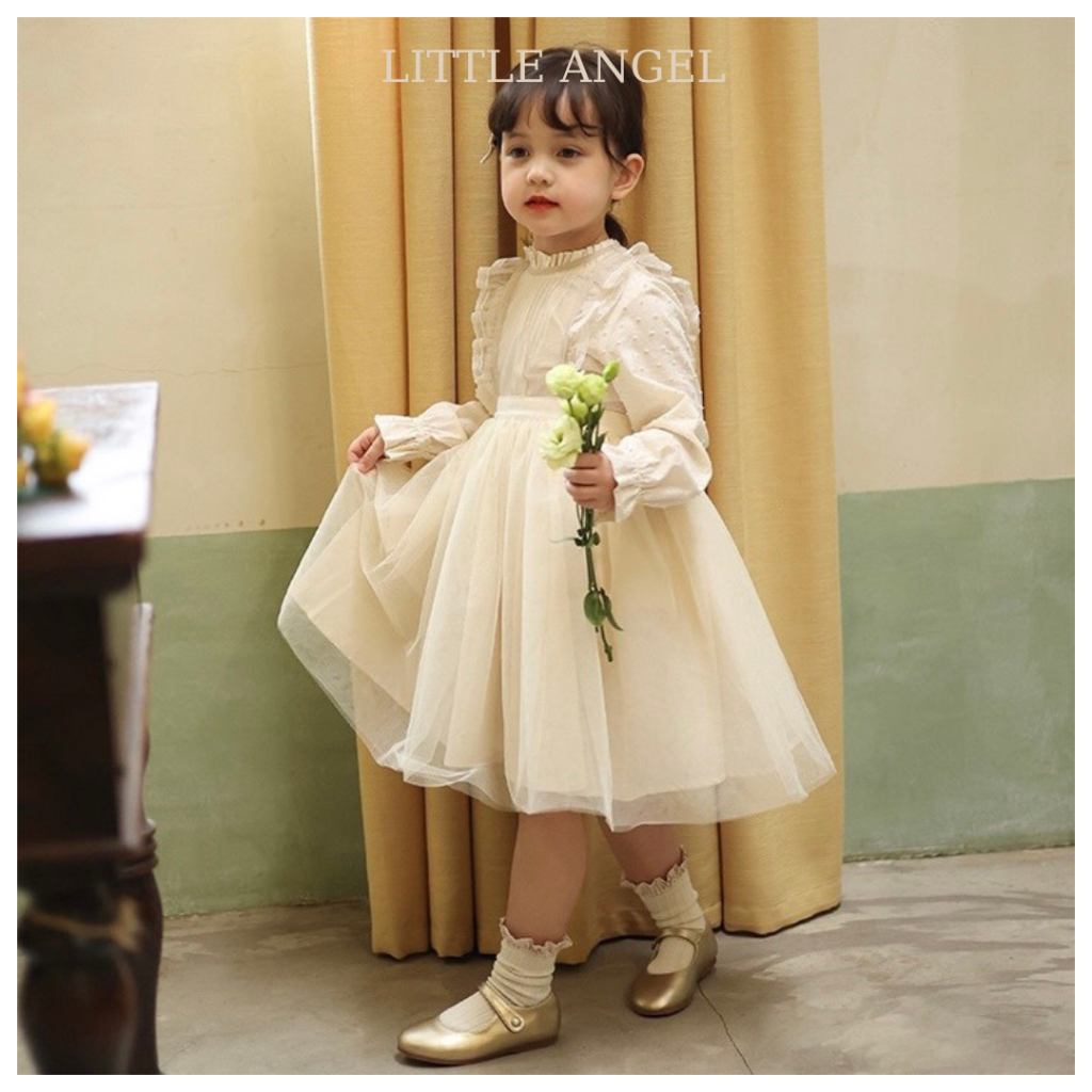 Set váy yếm bé gái mùa Thu, thiết kế kiểu dáng công chúa ngọt ngào dễ thương size 10-40kg