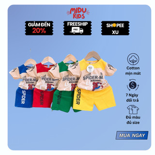 Bộ quần áo cộc tay bé trai  MiDu Kid Spider Man siêu nhân nhện chất cotton mềm mịn cho bé sơ sinh đến 10 tuổi
