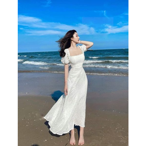 ĐẦM MAXI TAY PHỒNG ĐAN LƯNG SAU
