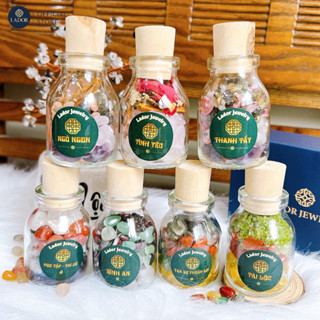 Đá Thanh Tẩy Đựng Hũ Năng Lượng Phong Thuỷ Mix Thảo Mộc Muối Hồng Himalaya Lador Jewelry