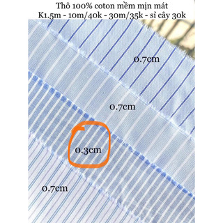 [VAIHOA2015] Vải thô sọc 100% coton mềm đẹp (dư hãng)