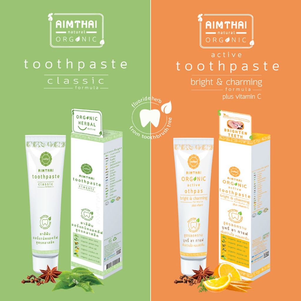 AIMTHAI - Kem đánh răng Organic - Kem đánh trăng hữu cơ trằng răng Thái Lan 100% thiên nhiên Superbox Shop