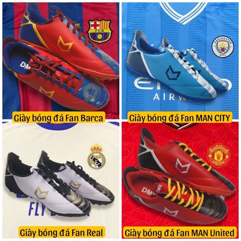 Giày bóng đá Manchester United (M.U),Manchester City (M.C) ,Real Madrid và Barcelona , Đế cao su, khâu full đế , có tặng
