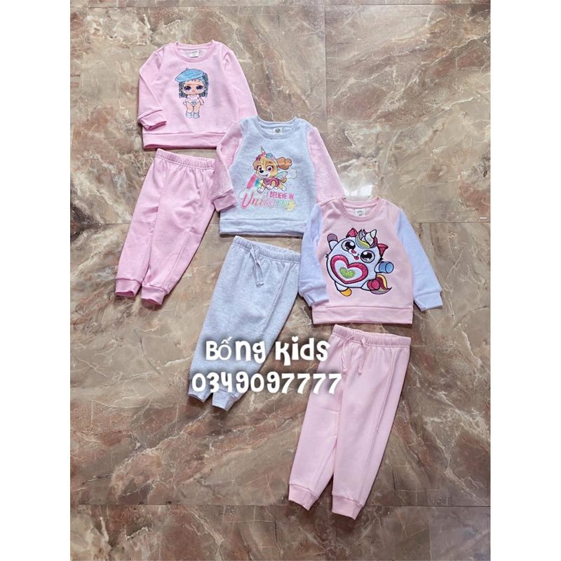 Bộ Nỉ Bé Gái 3 Mẫu Delta