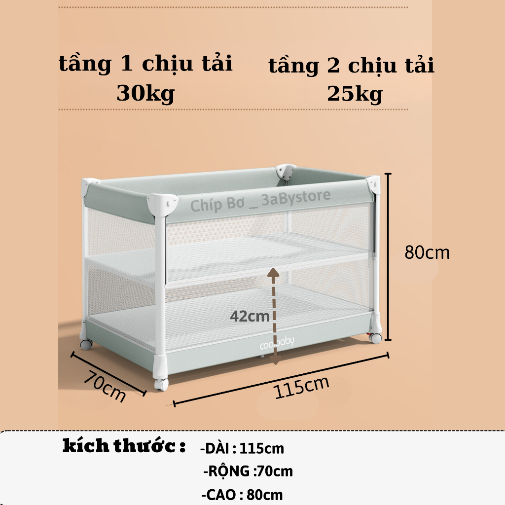 ( có màn + nệm )NÔI CŨI ghép cạnh giường cho bé từ 0-4 tuổi bảo hành 12 tháng _ CHÍP BƠ _ 3aBystore