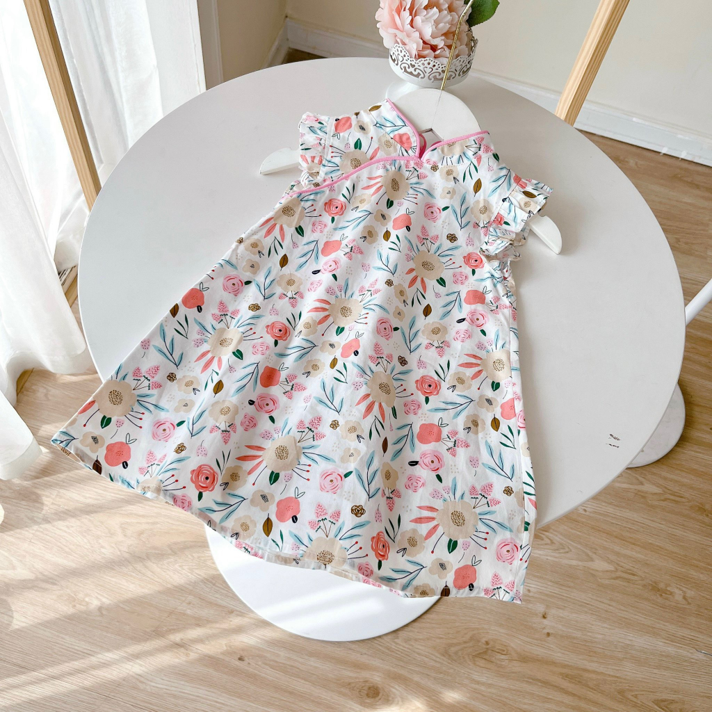 Váy sườn xám cách tân 5206 siêu xinh size từ 8-26kg bé gái