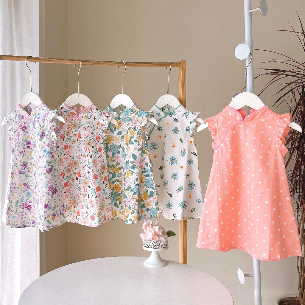 Váy sườn xám cách tân 5206 siêu xinh size từ 8-26kg bé gái