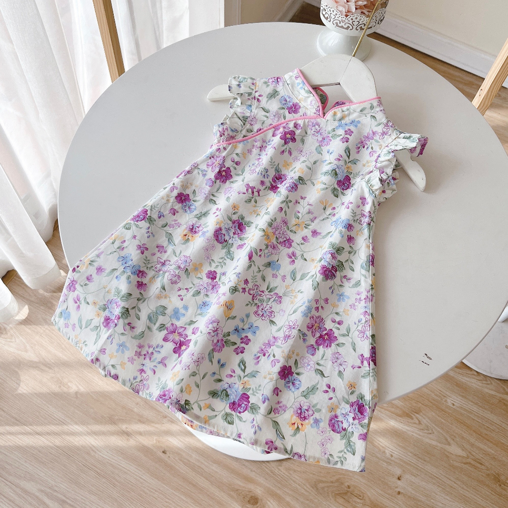 Váy sườn xám cách tân 5206 siêu xinh size từ 8-26kg bé gái