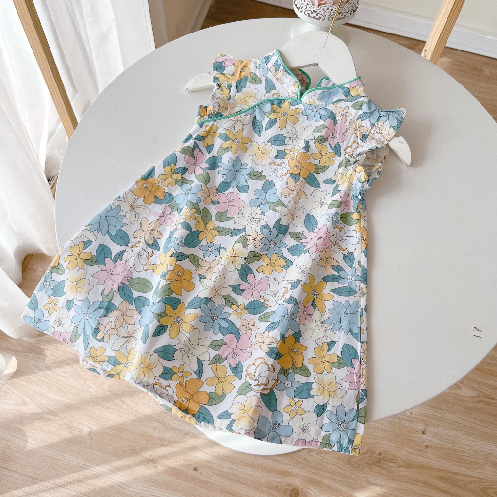 Váy sườn xám cách tân 5206 siêu xinh size từ 8-26kg bé gái