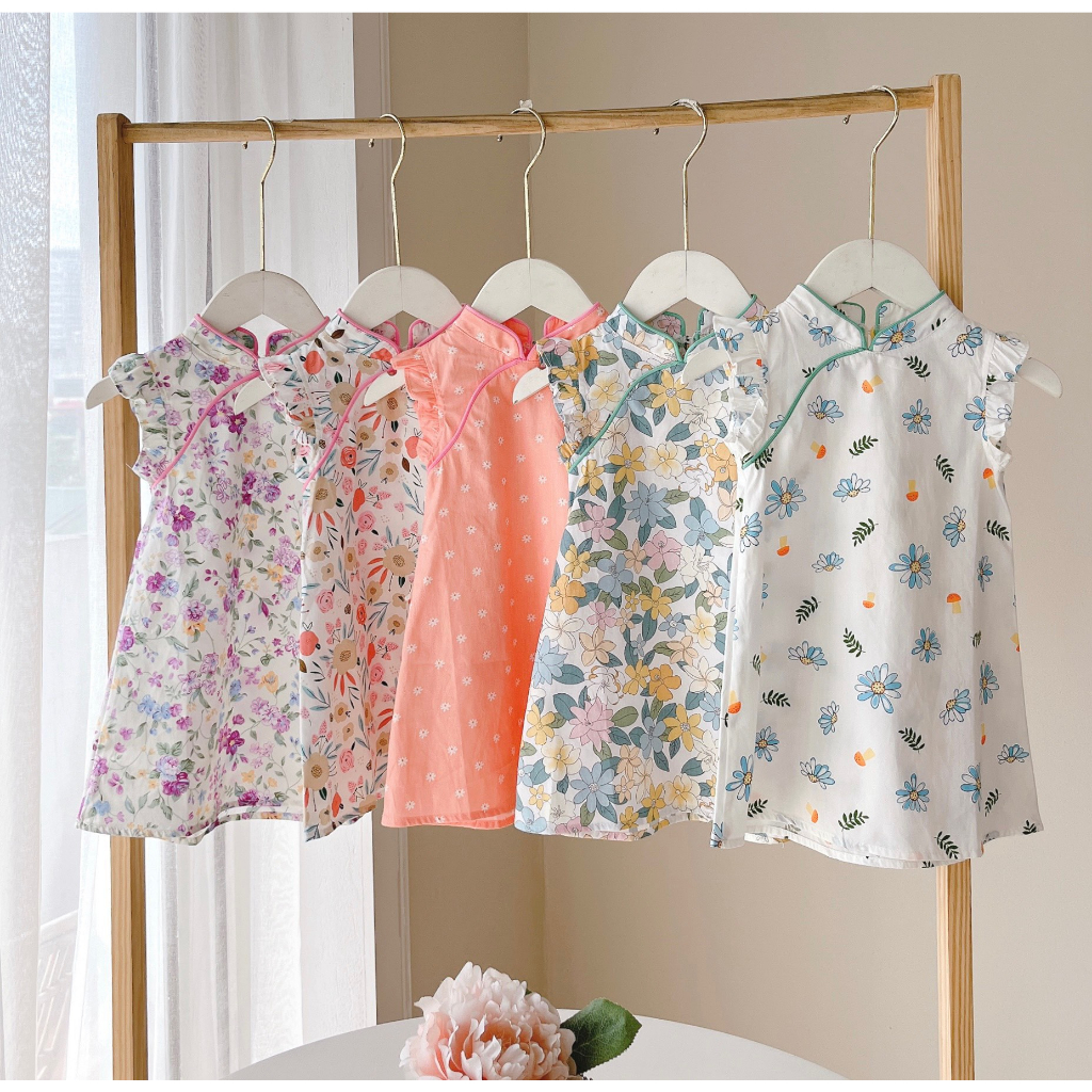 Váy sườn xám cách tân 5206 siêu xinh size từ 8-26kg bé gái