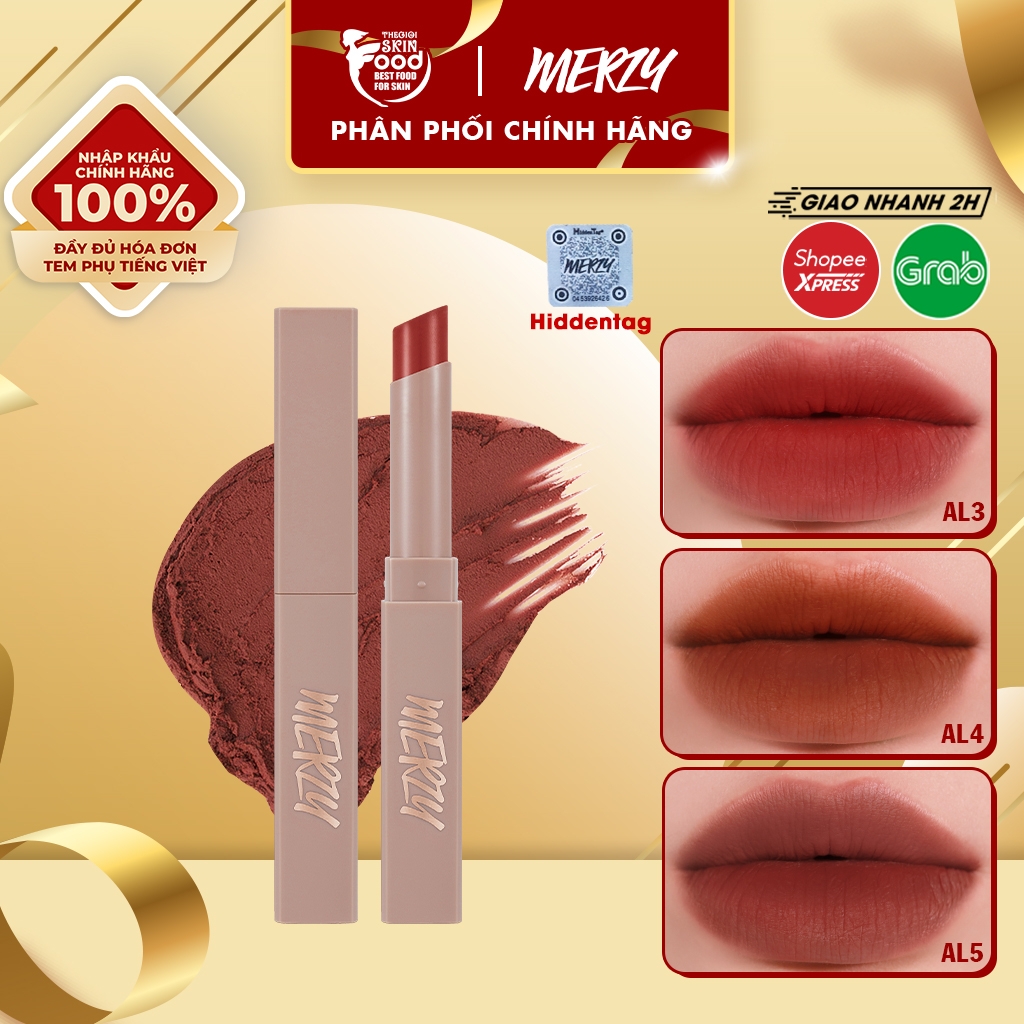 [Academia Collection] Son Thỏi Lì, Lên Màu Chuẩn, Mịn Mượt Nhẹ Môi Merzy Academia Cotton Lipstick 1.8g