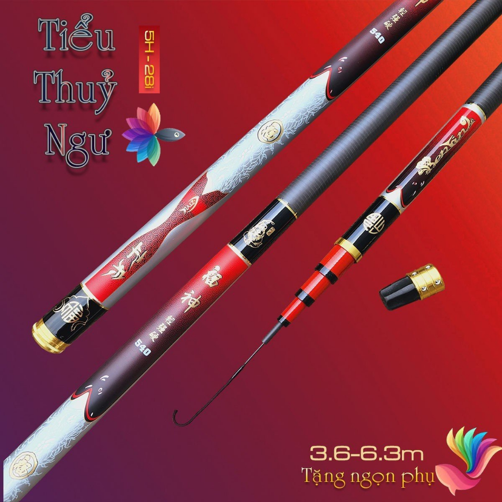 Cần câu đài 5H tiểu thuỷ ngư vật liệu carbon độ dài 3m6 đến 6m3