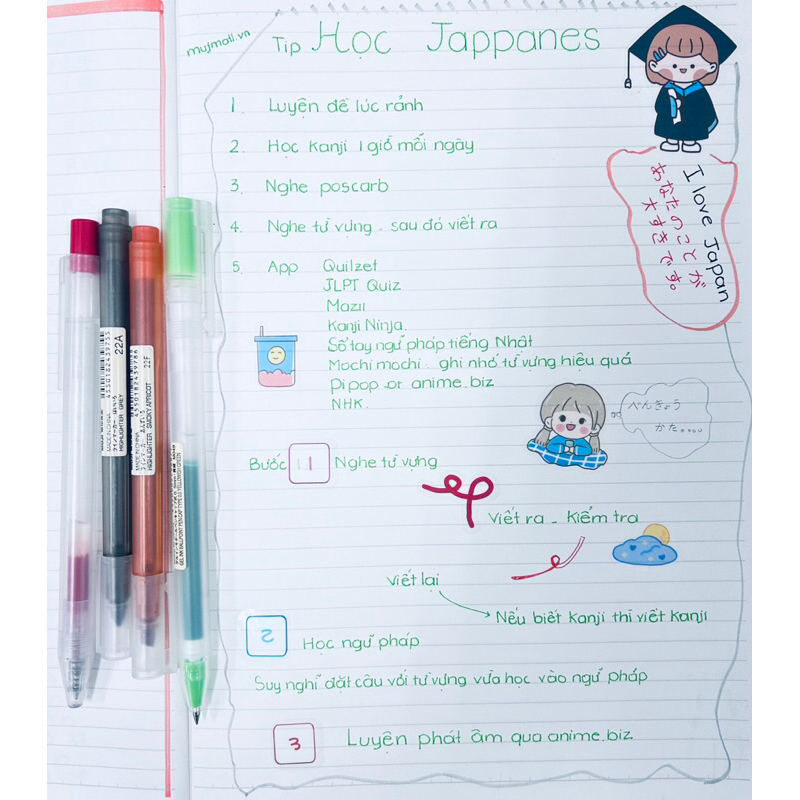 Muji Bút Bi Bấm Muji 0.5mm - Đủ Màu 16 màu Chính hãng. bút mực gel.