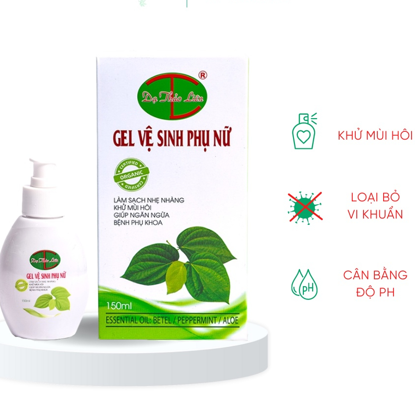 Dung dịch vệ sinh phụ nữ Dạ Thảo Liên, gel vệ sinh giúp khử mùi hôi, kháng nấm phổ rộng chai 150ml