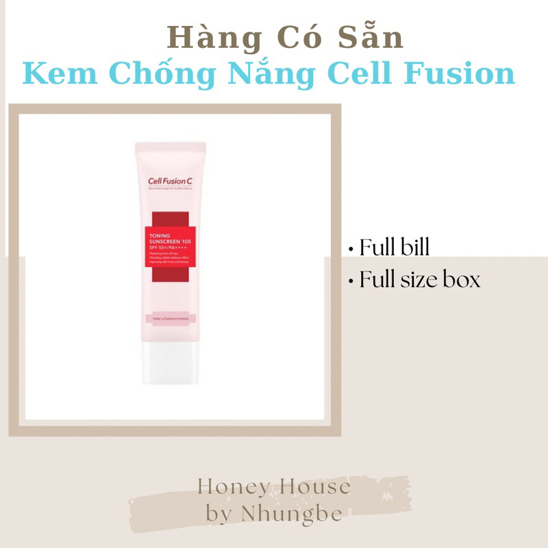 Kem chống nắng CELL FUSION TONING SUNCREEN 100 với SPF 50+, PA++++ PHIÊN BẢN MỚI