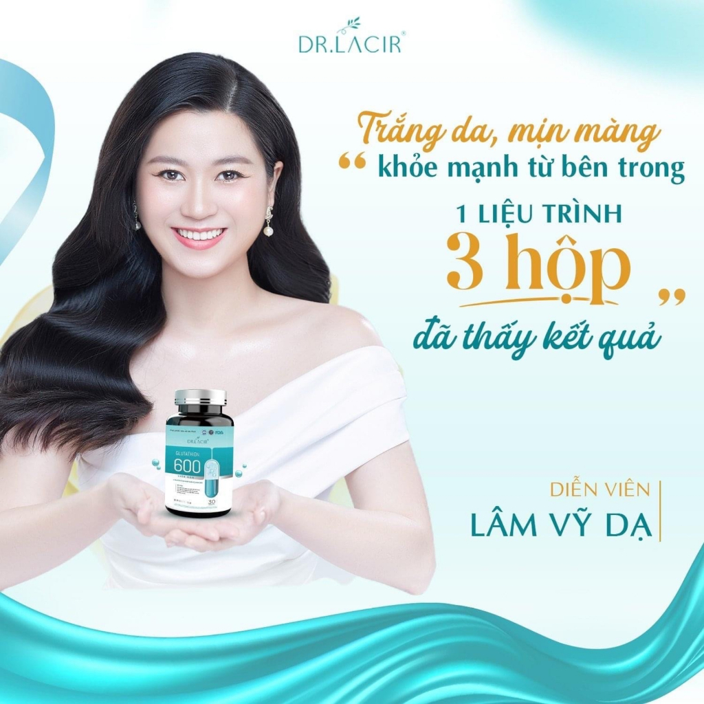 Viên uống trắng da glutathione 600 và viên uống lacir glutathione plus ngừa nám cải thiện nội tiết tố nữ hộp 30 viên
