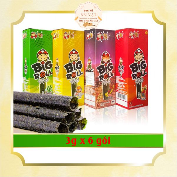 Rong biển cuộn Big Roll Tao Kae Noi 3g x 6 gói - rong biển cuộn ăn liền Thái Lan Big Roll