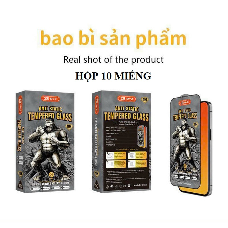 Miếng Dán Kính Cường Lực iPhone 11 / Xr Con Khỉ Kingkong Chính Hãng BYZ Chống Tĩnh Điện ESD 9H