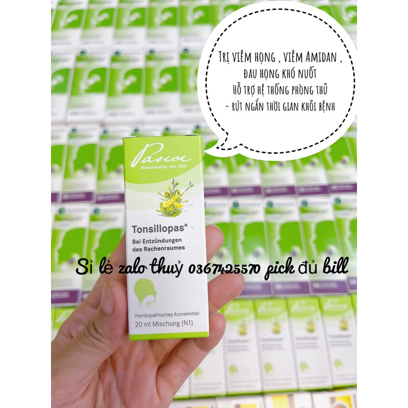 Pascoe Naturmedizin - Tinh chất vi lượng đồng căn Tonsillopas - Viêm họng - Viêm Amidan
