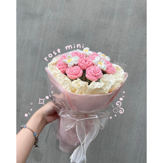  Bó hoa hồng mini mix lưu ly bằng len dành tặng các dịp lễ sinh nhật kỉ niệm... 
