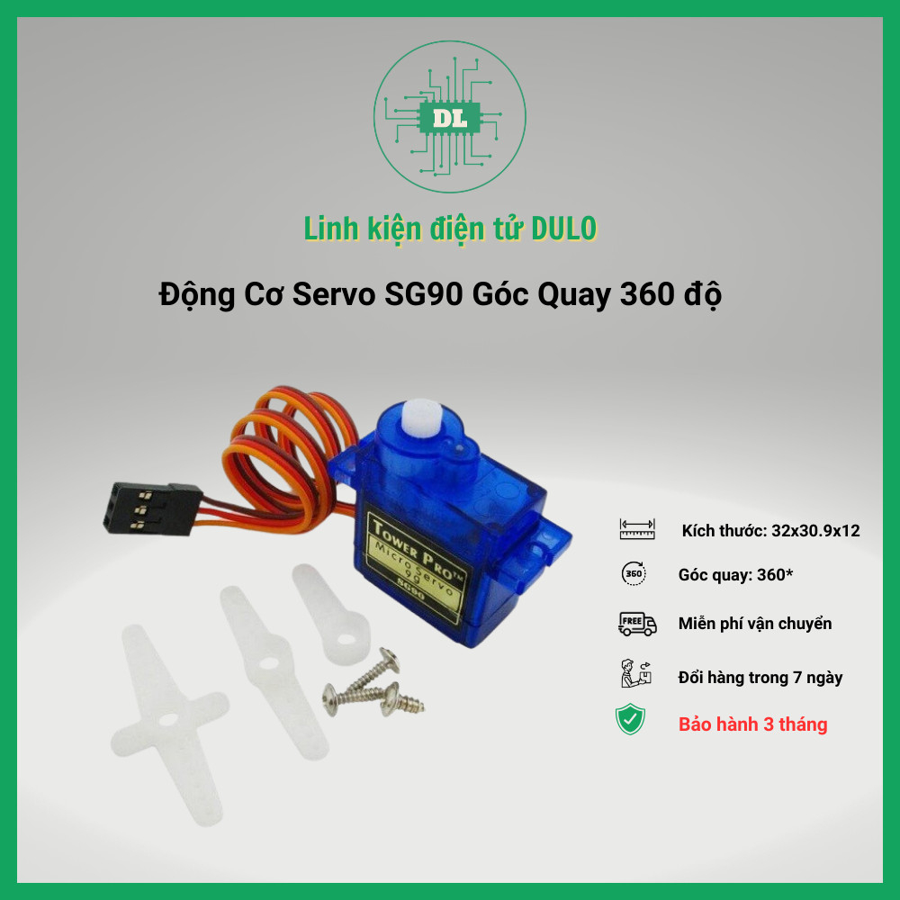 Động cơ servo 9g (Servo xanh) Tower Pro SG90 loại tốt (TowerPro 360 độ)