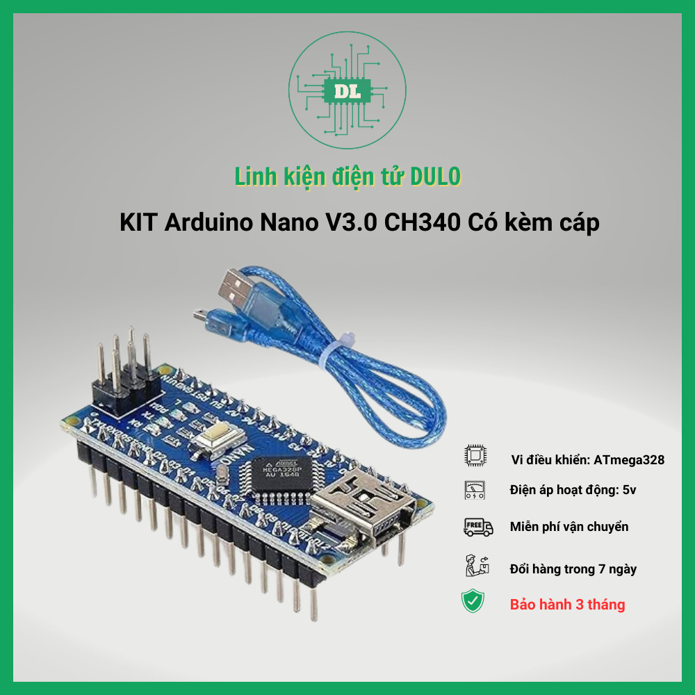 Bảng Mạch Nano V3.0 Atmega168P Cho Arduino Nano Ch340 Usb Nano 328p Nano 3.0