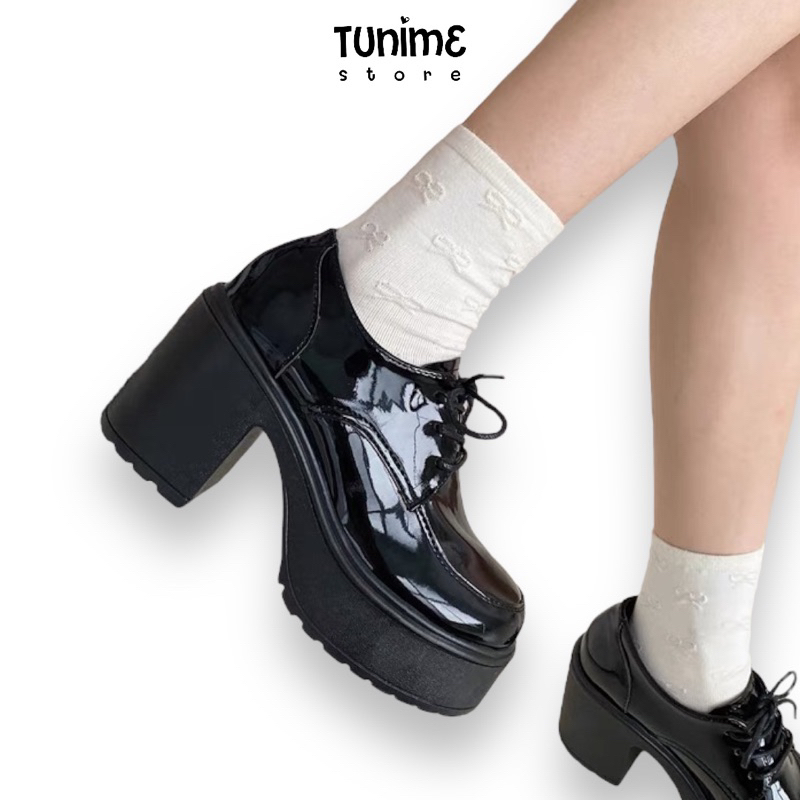 Giày Oxford Slay High đế trụ cao 7p da BẢN CAO CẤP CÓ LOGO