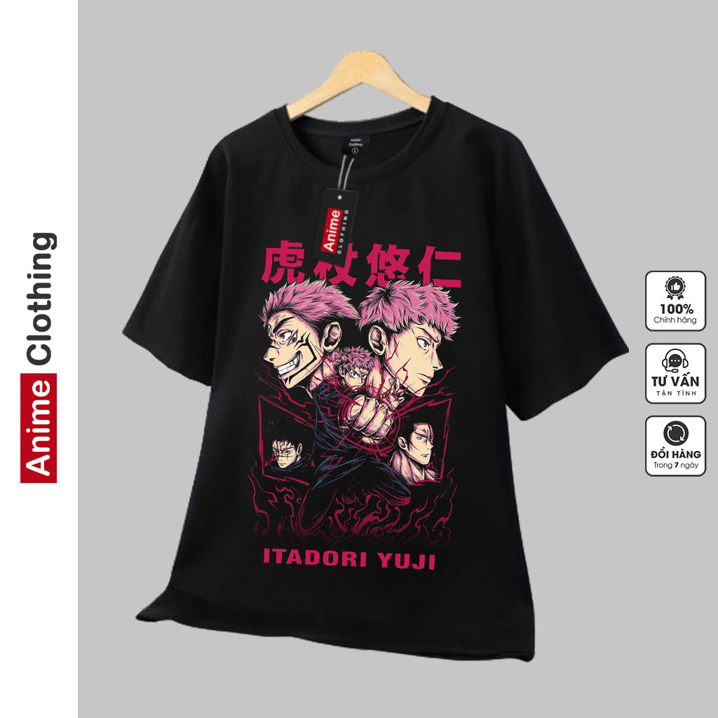 Áo phông nam nữ Chú thuật hồi chiến Jujutsu Kaisen Gojo Satoru 03 Anime Clothing, áo thun unisex nam nữ màu đen cotton
