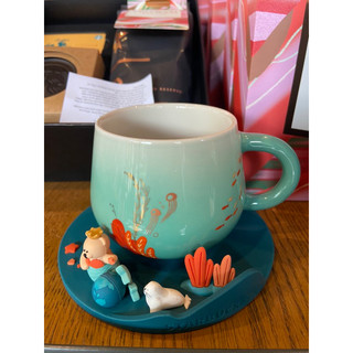 Cốc Mug Starbucks 12OZ Ceramic Blue 3D Siren and the Earth Base