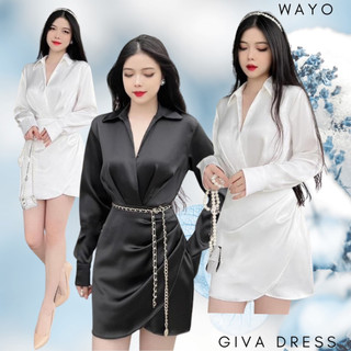 [Giva Dress] Đầm WAYO thiết kế sơ mi dài tay xẻ tà xinh đẹp (không bao gồm thắt lưng)