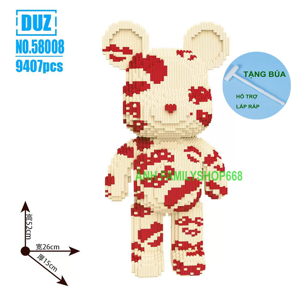 Le.go bearbrick môi hôn 55cm 52cm duz TẶNG BÚA đồ chơi  xếp hình trẻ em nanoblock Đồ chơi lắp ráp cho bé hot