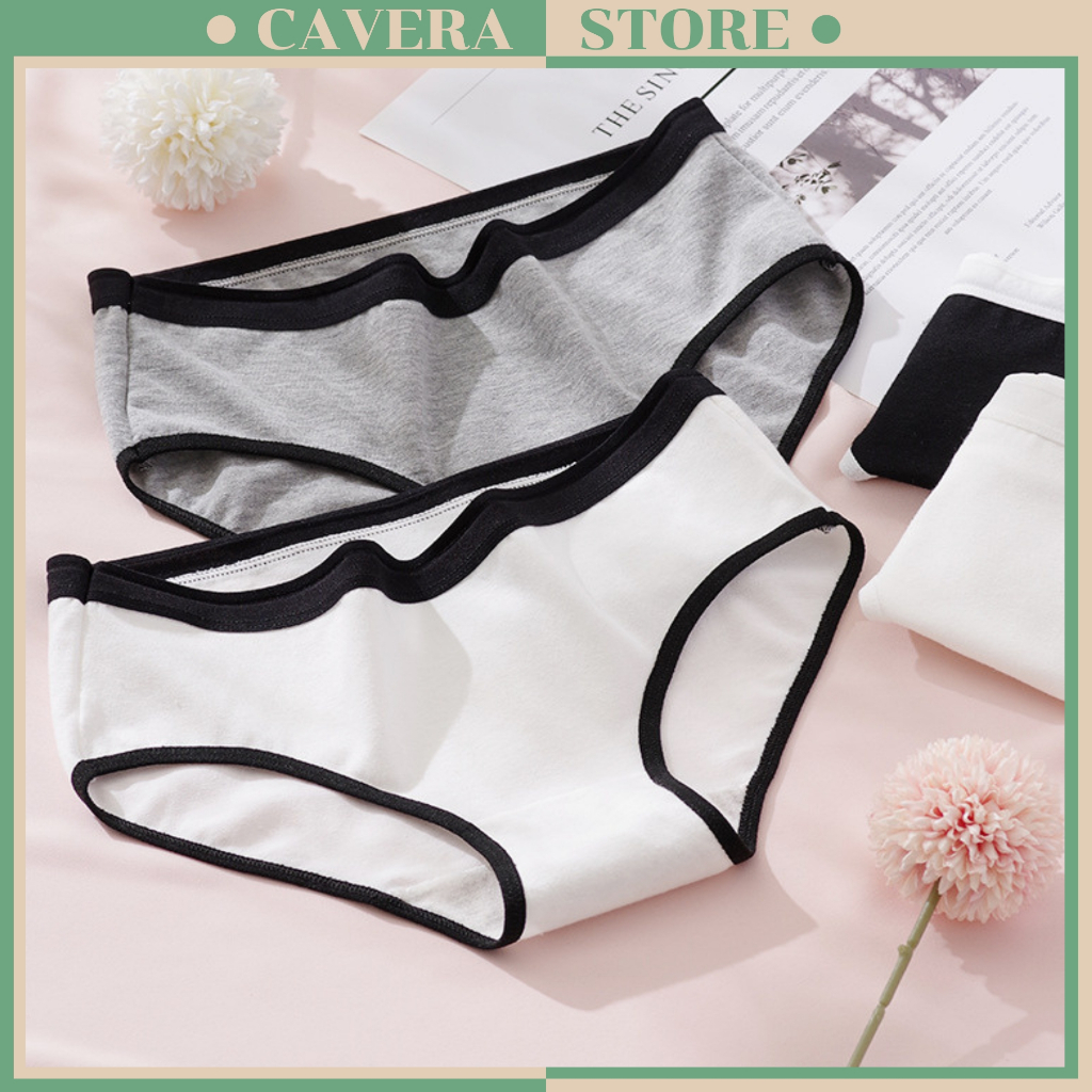 Quần lót nữ cotton co dãn 4 chiều, Quần chíp nữ lưng chun cạp vừa đáy may 2 lớp kháng khuẩn CAVERA - L886