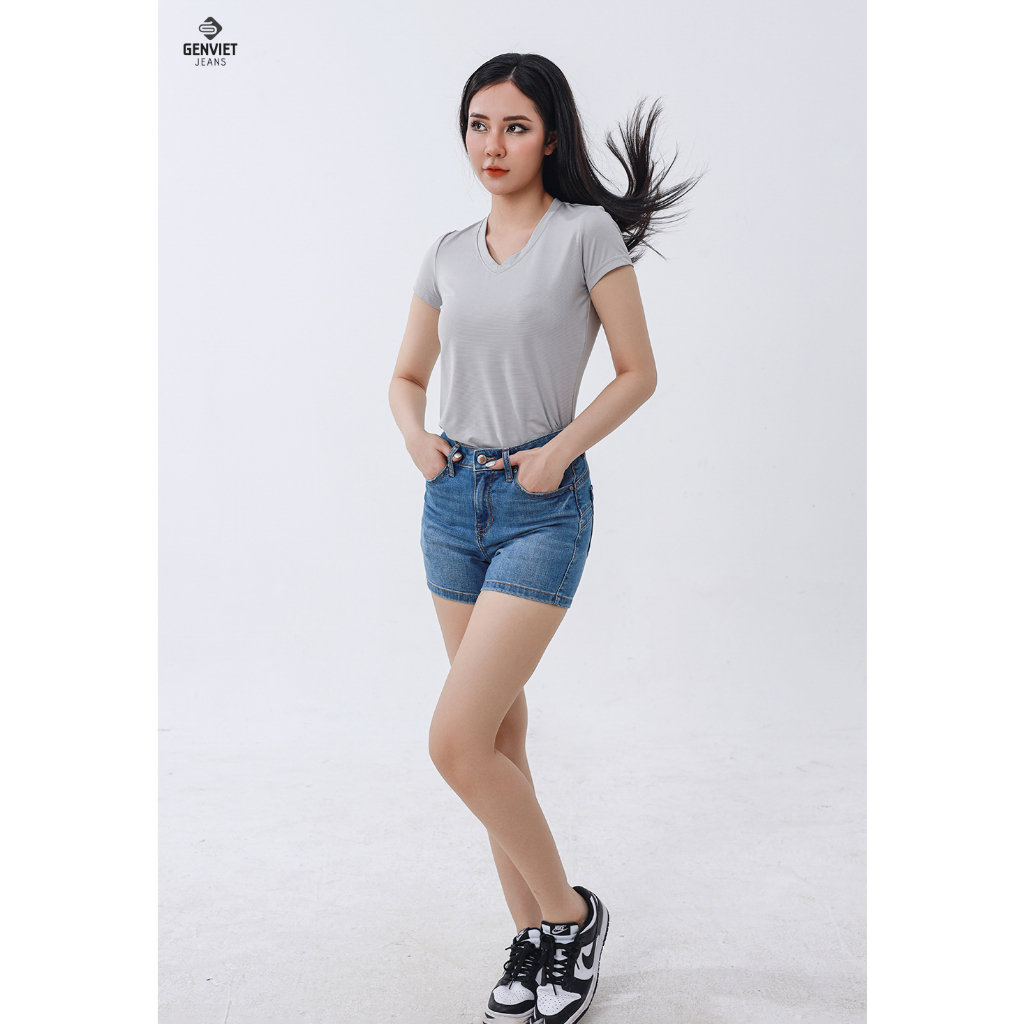 [Mã FATOP12 giảm 30K đơn 150K] Quần Sooc Nữ Jeans Col Cơ Bản DQ403J8270