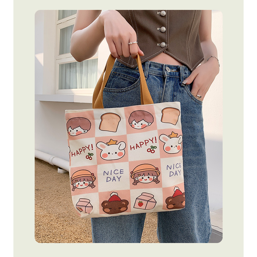 Túi vải túi tote đeo chéo đi học đi chơi giá rẻ có khoá kéo phong cách hàn quốc LYLATA TT05