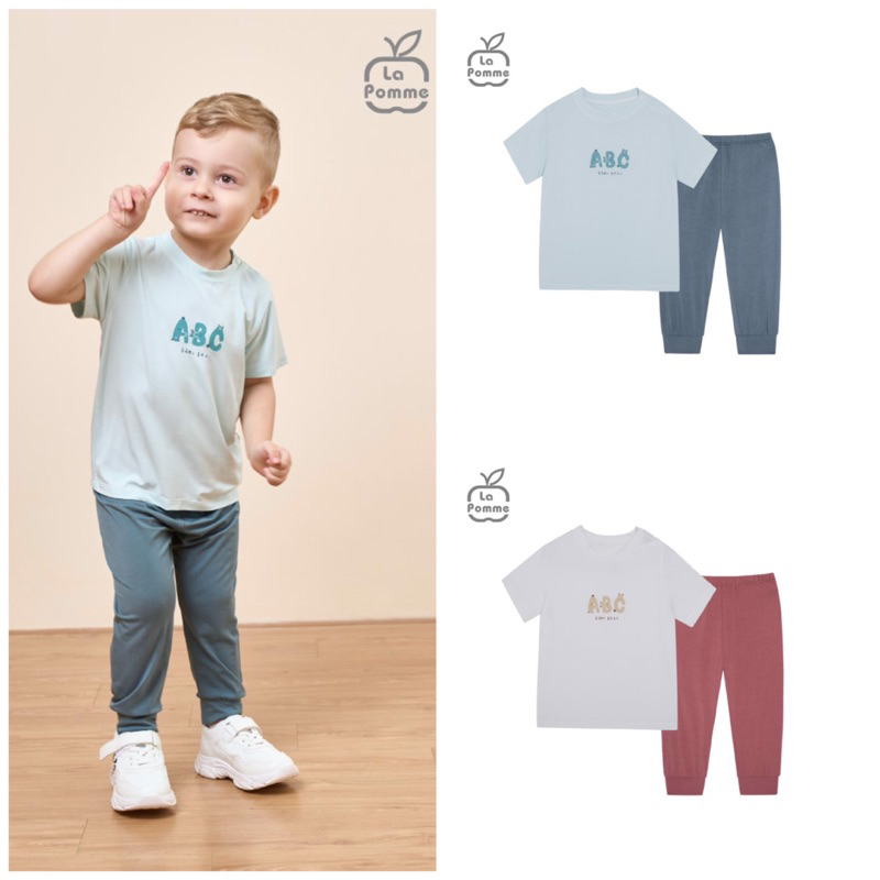La Pomme Bộ cộc tay quần dài LaPomme bảng chữ cái vui nhộn 16004046033T