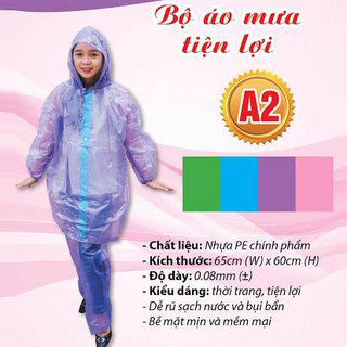 Áo mưa bộ nilon tiện lợi đi đường a2 đi mưa