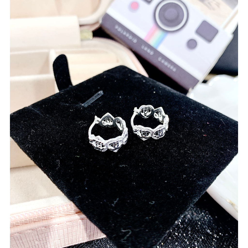 Bông Tai Bạc Bé Gái X Chạm Máy Khoen Gài