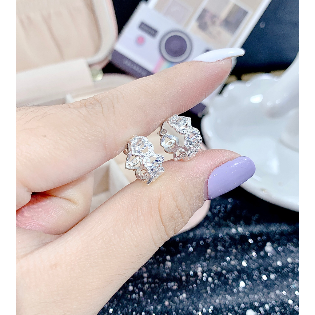 Bông Tai Bạc Bé Gái X Chạm Máy Khoen Gài