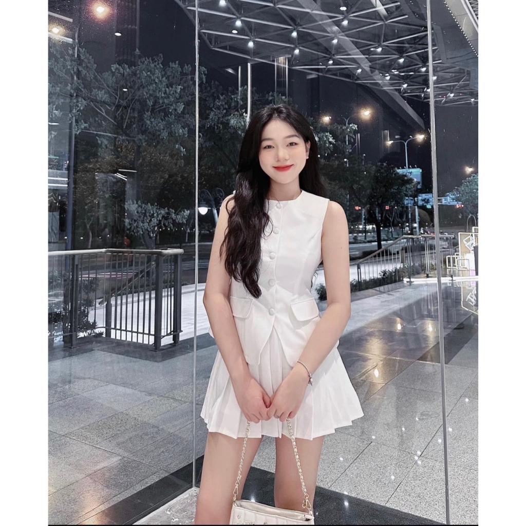 Set Áo Trễ Vai Tay Loe Kèm Chân Váy Ren Chữ A, Bộ Áo Croptop Zip Xẻ Đen Kèm Quần Ống Rộng Suông Lụa Xòe Thiết Kế Đi Biển