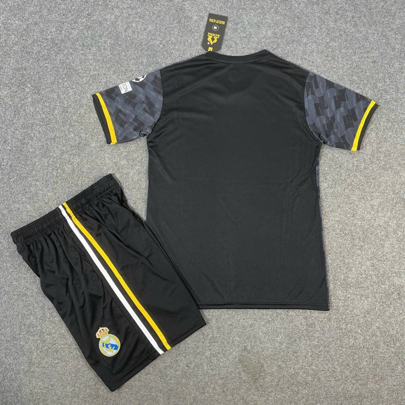 Áo Bóng Đá, Đồ Đá Banh, Áo Đá Bóng, áo Real Đen loang Mới Nhất 2023, Chất Liệu Thun Cao Cấp