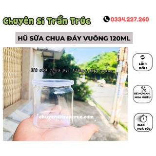 Combo 10/20/40/50 Hủ Nhựa Sữa Chua Đáy Vuông Trong Suốt 120ml KÈM nắp, hũ nhựa đựng thực phẩm khô