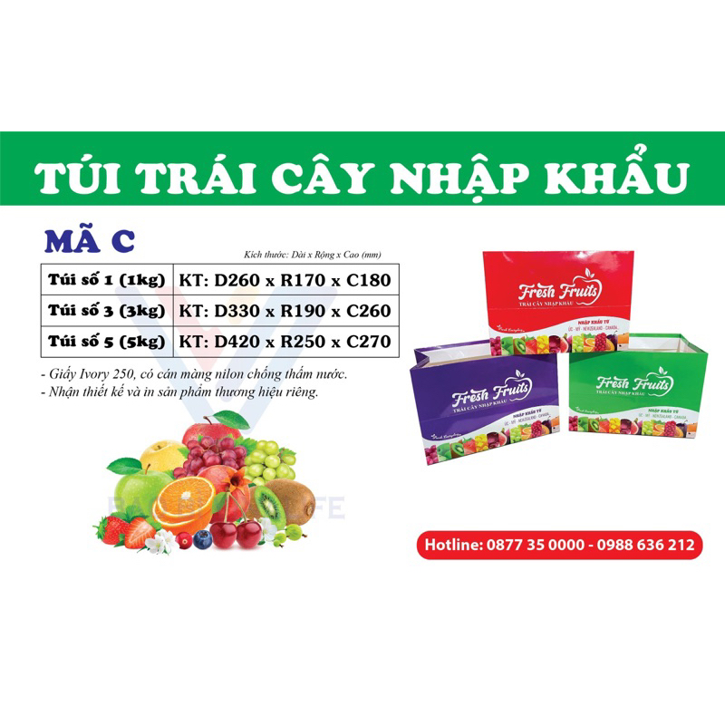 Túi trái cây nhiều size màu xanh